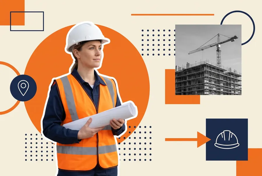 A general contractor checking worker training cards against a project schedule on a construction site
